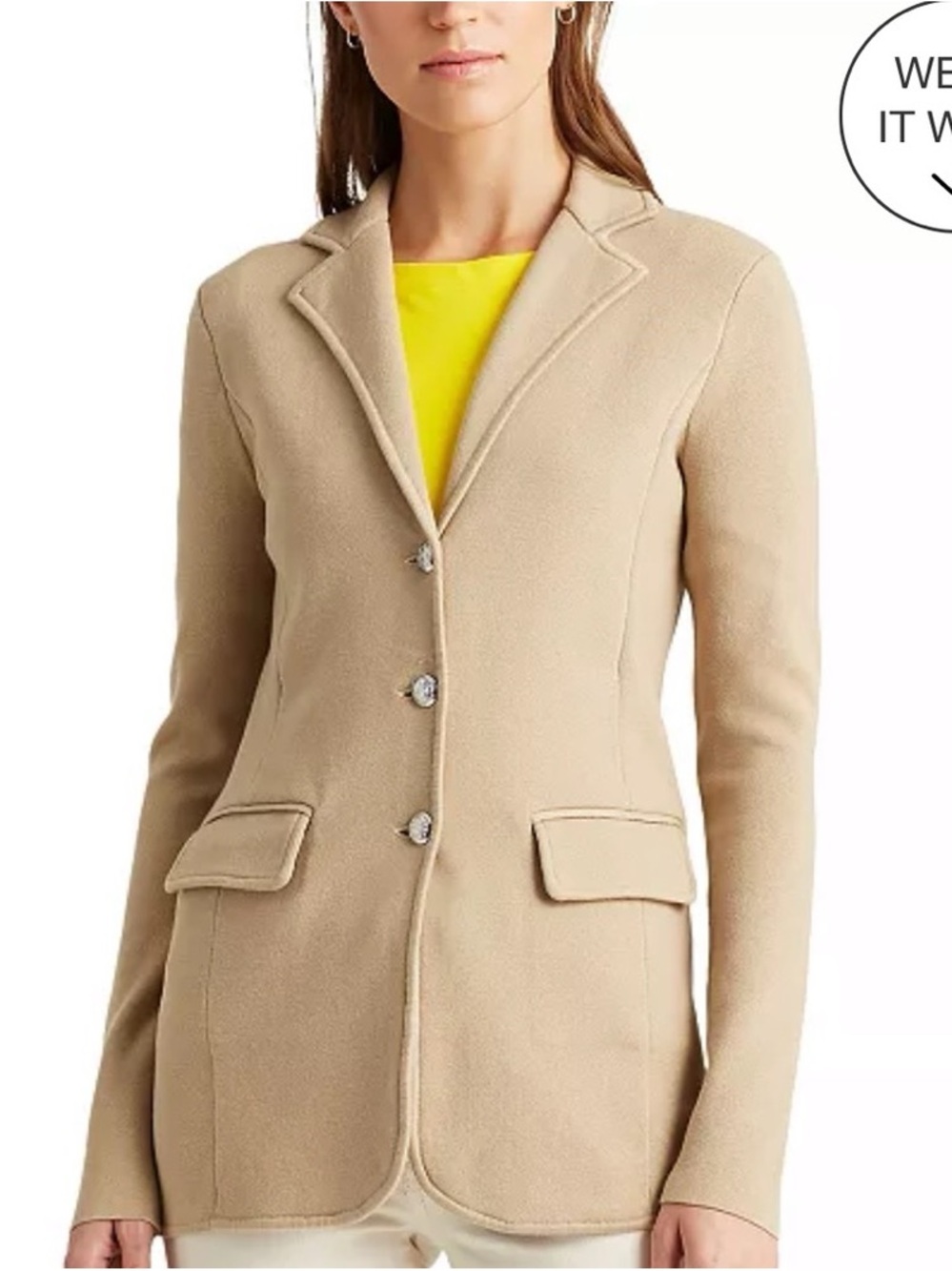 Lauren Ralph Lauren Camel Tan Tailored Wool-Blend Blazer